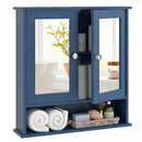 Double Door Wall-Mounted Bathroom Mirror Cabinet with Storage Shelf