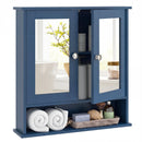 Double Door Wall-Mounted Bathroom Mirror Cabinet with Storage Shelf