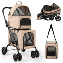 Double Pet Stroller Foldable 3-in-1 Dog Stroller with 2 Detachable Carriers
