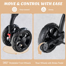 Double Pet Stroller Foldable 3-in-1 Dog Stroller with 2 Detachable Carriers
