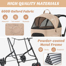 Double Pet Stroller Foldable 3-in-1 Dog Stroller with 2 Detachable Carriers