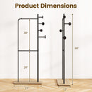 Double Rods Clothes Hanging Rack with Rubber Wood Hooks