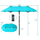 Double-Sided Patio Umbrella with Push Button Tilt Crank Handle