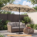 Double-Sided Patio Umbrella with Push Button Tilt Crank Handle