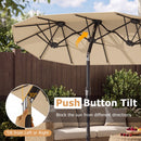 Double-Sided Patio Umbrella with Push Button Tilt Crank Handle