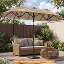 Double-Sided Patio Umbrella with Push Button Tilt Crank Handle