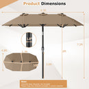 Double-Sided Patio Umbrella with Push Button Tilt Crank Handle