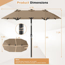 Double-Sided Patio Umbrella with Push Button Tilt Crank Handle