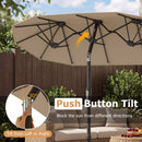 Double-Sided Patio Umbrella with Push Button Tilt Crank Handle