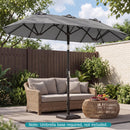 Double-Sided Patio Umbrella with Push Button Tilt Crank Handle