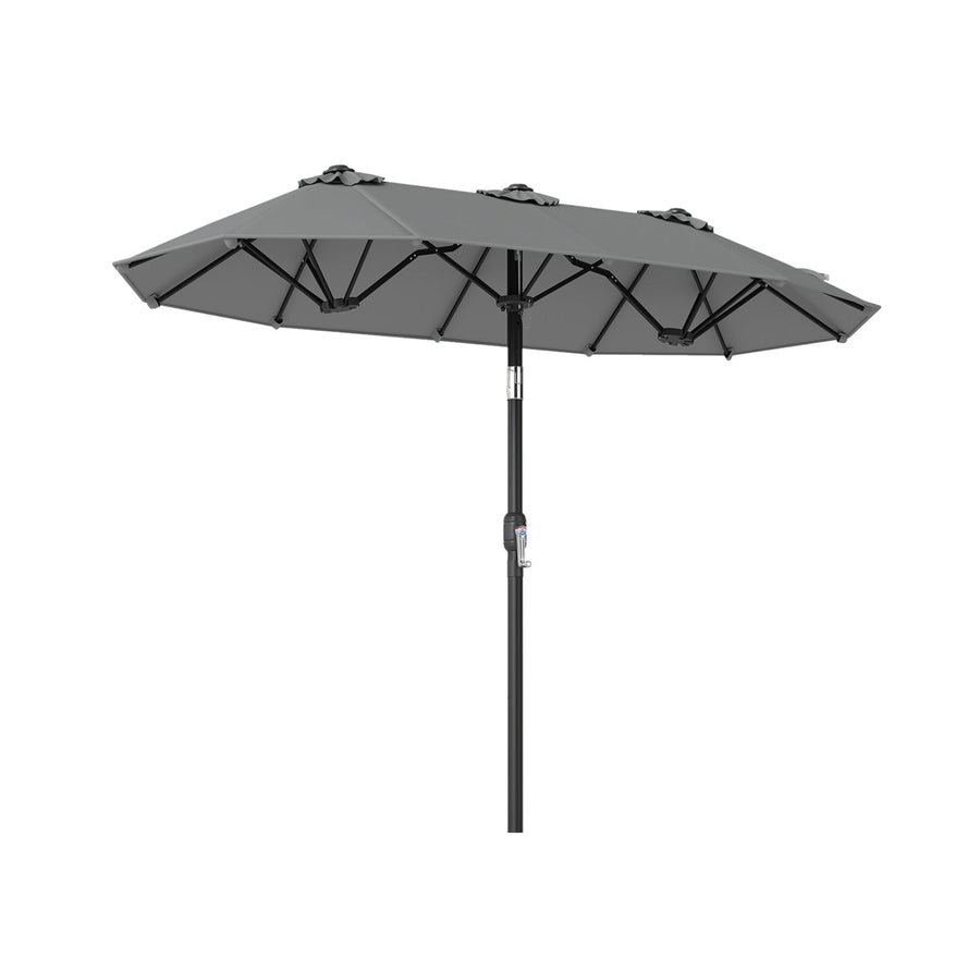 Double-Sided Patio Umbrella with Push Button Tilt Crank Handle