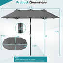Double-Sided Patio Umbrella with Push Button Tilt Crank Handle