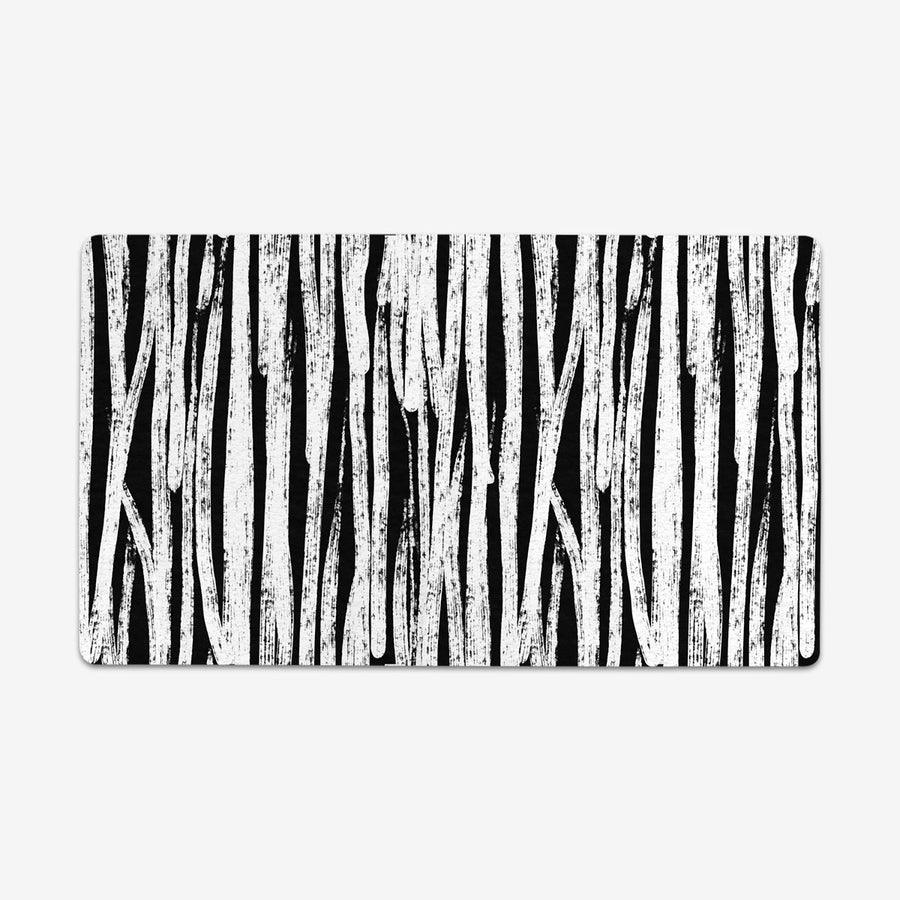 White Grunge Lines On Black Playmat