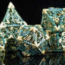 Dragonguard Hollow Metal Dice Set - Azure and Gold