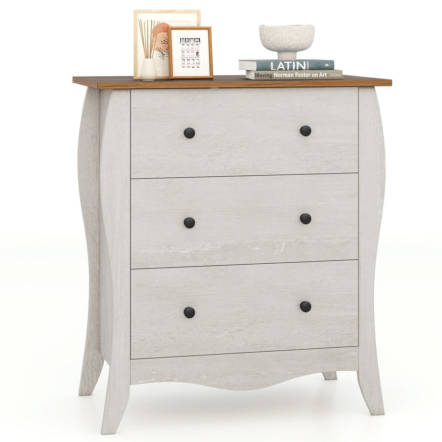 Dresser for Bedroom with 3 Folding Fabric Drawers and Anti-tipping Kit