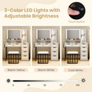 Makeup Vanity Dressing Table and Stool Set with Lights and Charging Station-White