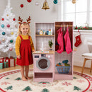 Dual-Sided Kids Play Kitchen with Water Dispenser and Range Hood for 3+ Years Old