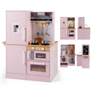 Dual-Sided Kids Play Kitchen with Water Dispenser and Range Hood for 3+ Years Old