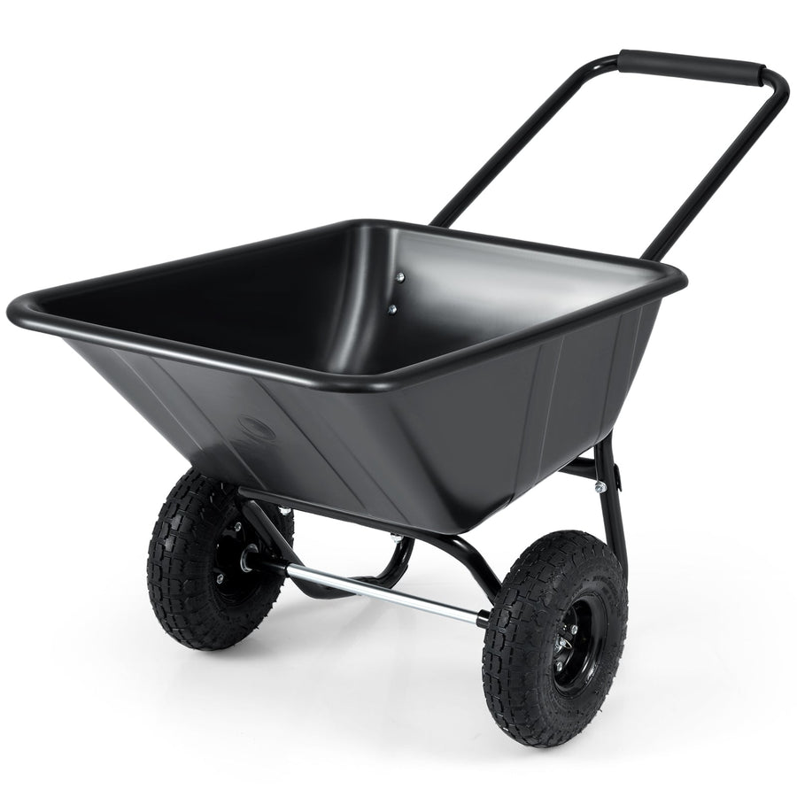 Dual-Wheel Wheelbarrow Garden Utility Cart with Pneumatic Tires