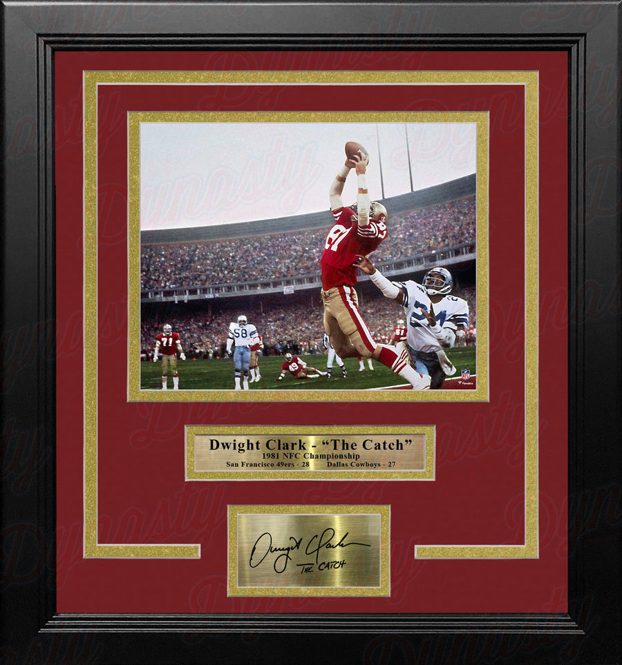 Dwight Clark 1981 NFC Championship Catch San Francisco 49ers 8x10 Framed Photo with Engraved Autograph