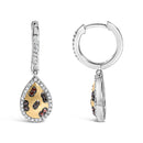 10K Yellow Gold Plated Sterling Silver 1/3 Cttw Multi Color Diamond Pear Shape Dangle Earrings