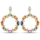 4.12 Carat Genuine Multi Sapphire .925 Sterling Silver Earrings