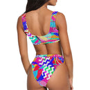 Funky 80s Pop Art Sport Top & High-Waisted Bikini Swimsuit / Rave Set