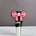 Pink Coquette Skull Straw Topper