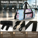 Personalized Kawaii Bunny Cat Duffel Bag with Custom Name – Pastel Travel, Gym & Weekend Bag