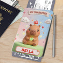 Personalized Capybara Passport Holder | Custom Name | Mushroom Capybara Travel Wallet