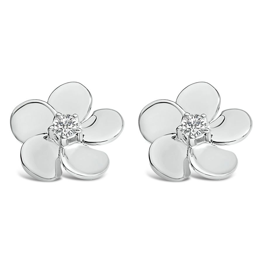 10K White Gold 1/3 Cttw Lab Grown Diamond Flower Petal Stud Earrings