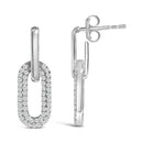 10K White Gold 1/2 Cttw Lab Grown Diamond Dangling Paperclip Drop Earrings