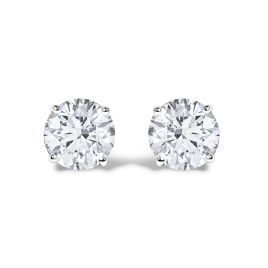 14K White Gold 1/2 Cttw Round Lab Grown Diamond Solitaire Stud Earrings with Push Backs
