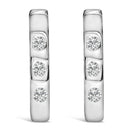 10K White Gold 1/10 Cttw Three Stone Lab Grown Diamond Oval Huggies Hoop Earrings