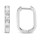 10K White Gold 1/10 Cttw Three Stone Lab Grown Diamond Oval Huggies Hoop Earrings