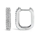 10K White Gold 1/4 Cttw Lab Grown Diamond Double Row Huggie Hoop Earrings