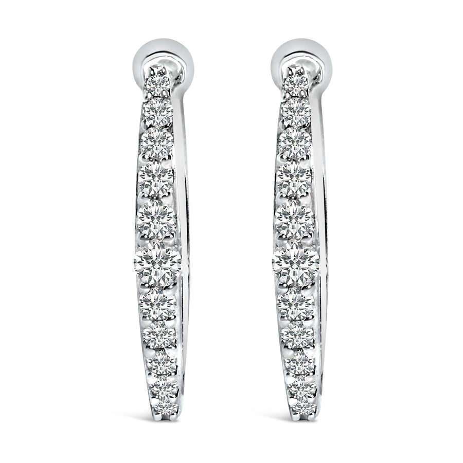 10K White Gold 1/4 Cttw Lab Grown Diamond Heart Shaped Huggy Hoop Earrings