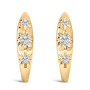 10K White Gold 1/5 Cttw Lab Grown Diamond Three Stone Huggie Hoop Earrings