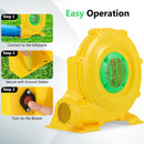 780W Bounce House Blower 1 HP Portable Air Pump Fan with Handle and Ground Stakes