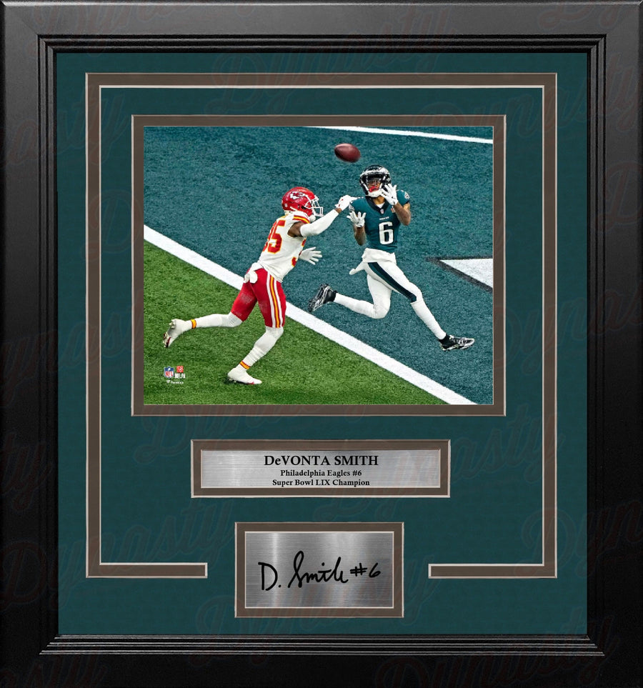 DeVonta Smith Philadelphia Eagles Super Bowl LIX Touchdown 11x14 Framed Photo & Engraved Autograph