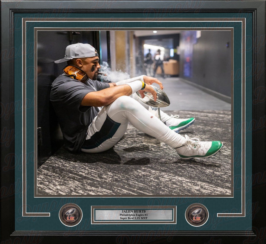 Jalen Hurts Cigar & Trophy Philadelphia Eagles Super Bowl Champions 16