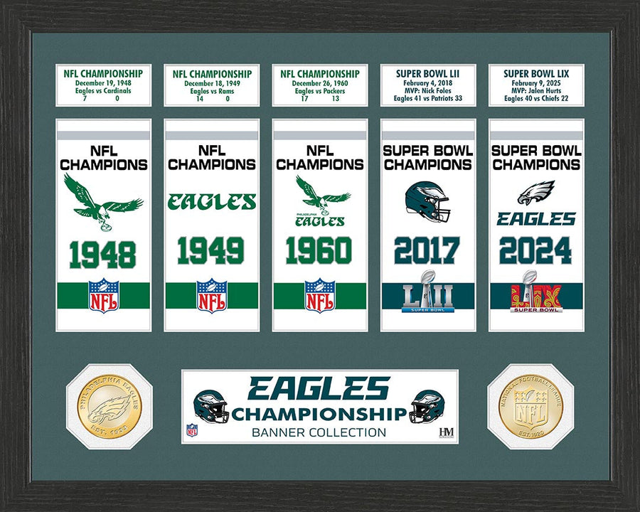 Philadelphia Eagles The Highlant Mint 5x World Champions Commemorative Banner Collection