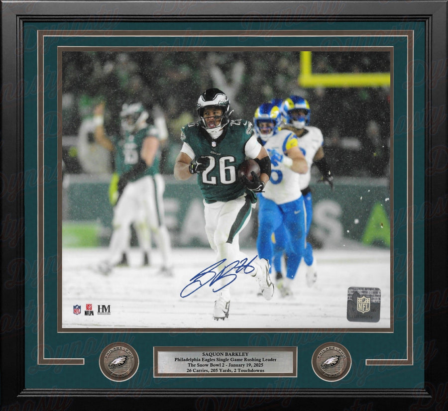 Saquon Barkley Snow Bowl Action Philadelphia Eagles Autographed 16