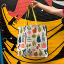 Eat More Plants Shopping Tote | Extra Large Market Eco Bag | 19.50" x 17.50" x 7"