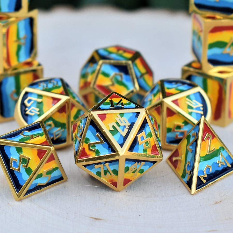 Elder Runes Pride And Gold Metal Dice Set