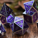 Elder Runes Purple And Silver Metal Dice Set