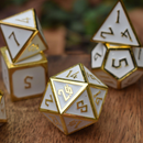 Elder Runes White And Gold Metal Dice Set