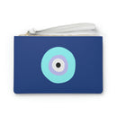 Electric Blue Evil Eye White Clutch | Makeup Bag or Organizer Pouch