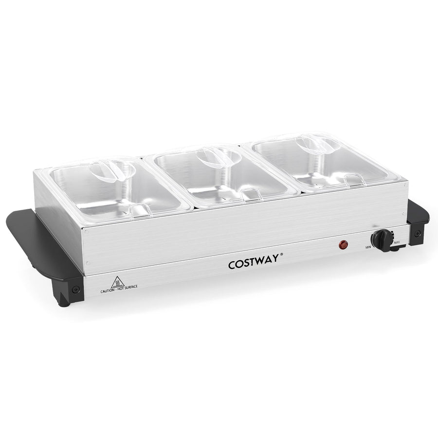 Electric Buffet Server Food Warmer with 3 Removable Trays