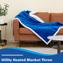 Electric Heated Blanket Throw Reversible Flannel and Sherpa Blanket